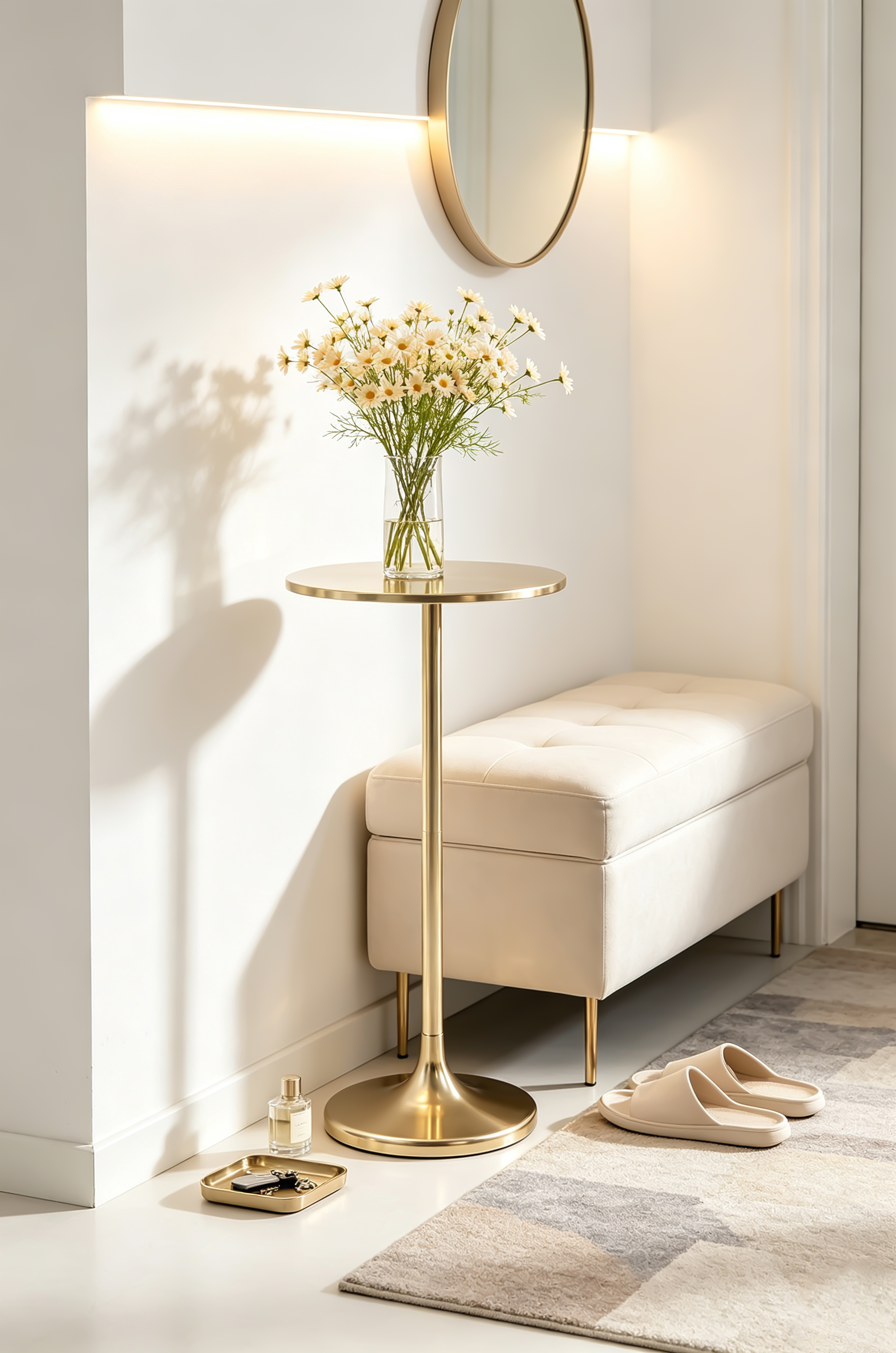 Golden Single Column Round Side Table Base