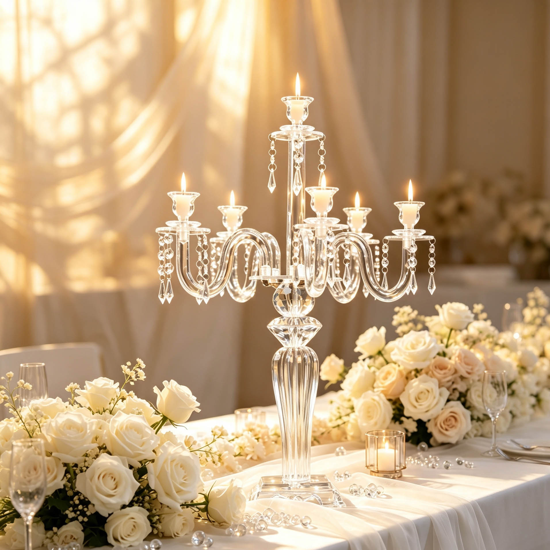 Six-Arm Crystal Multi-Head Candelabra