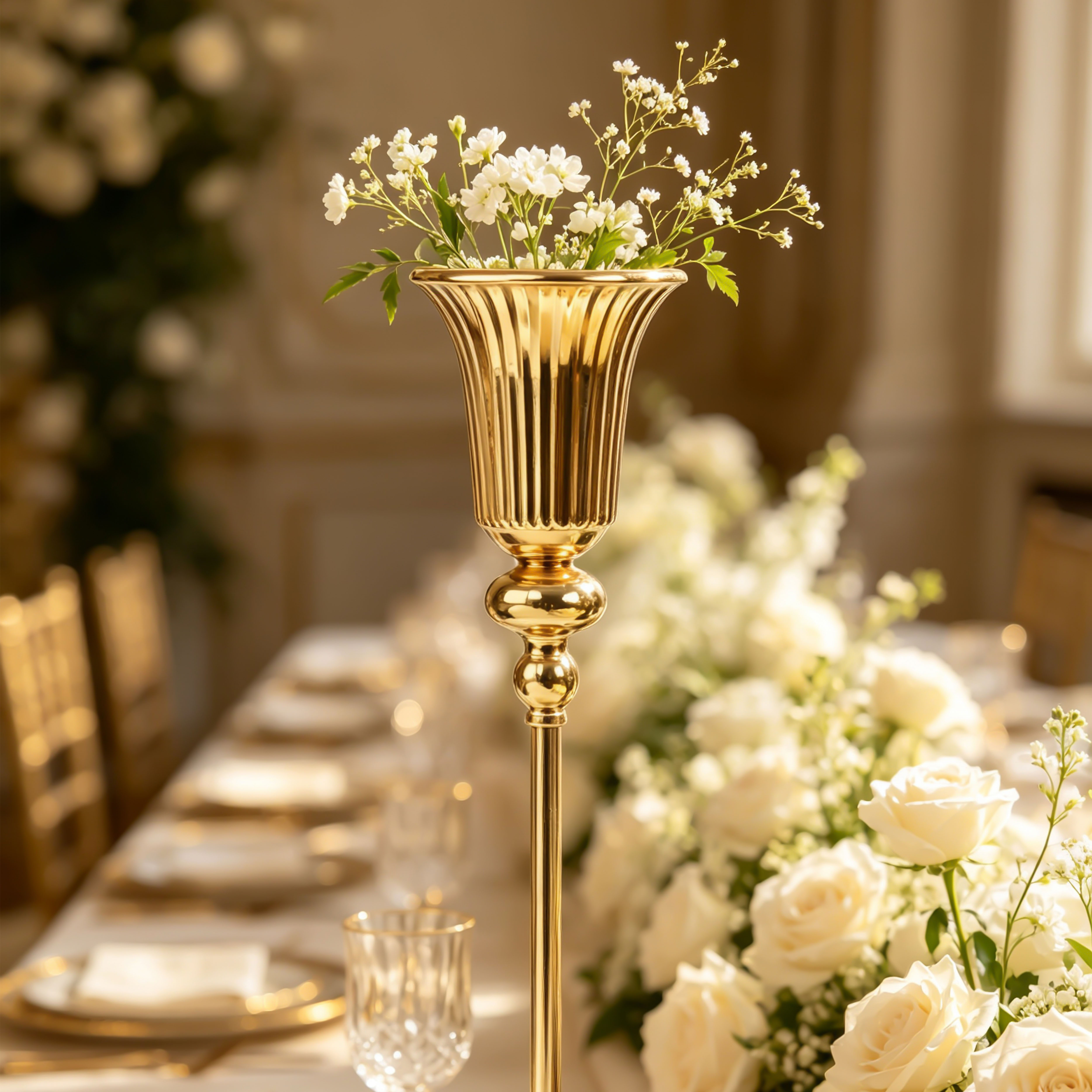 Light Luxury Vertical Grain Tall Flower & Candle Holder