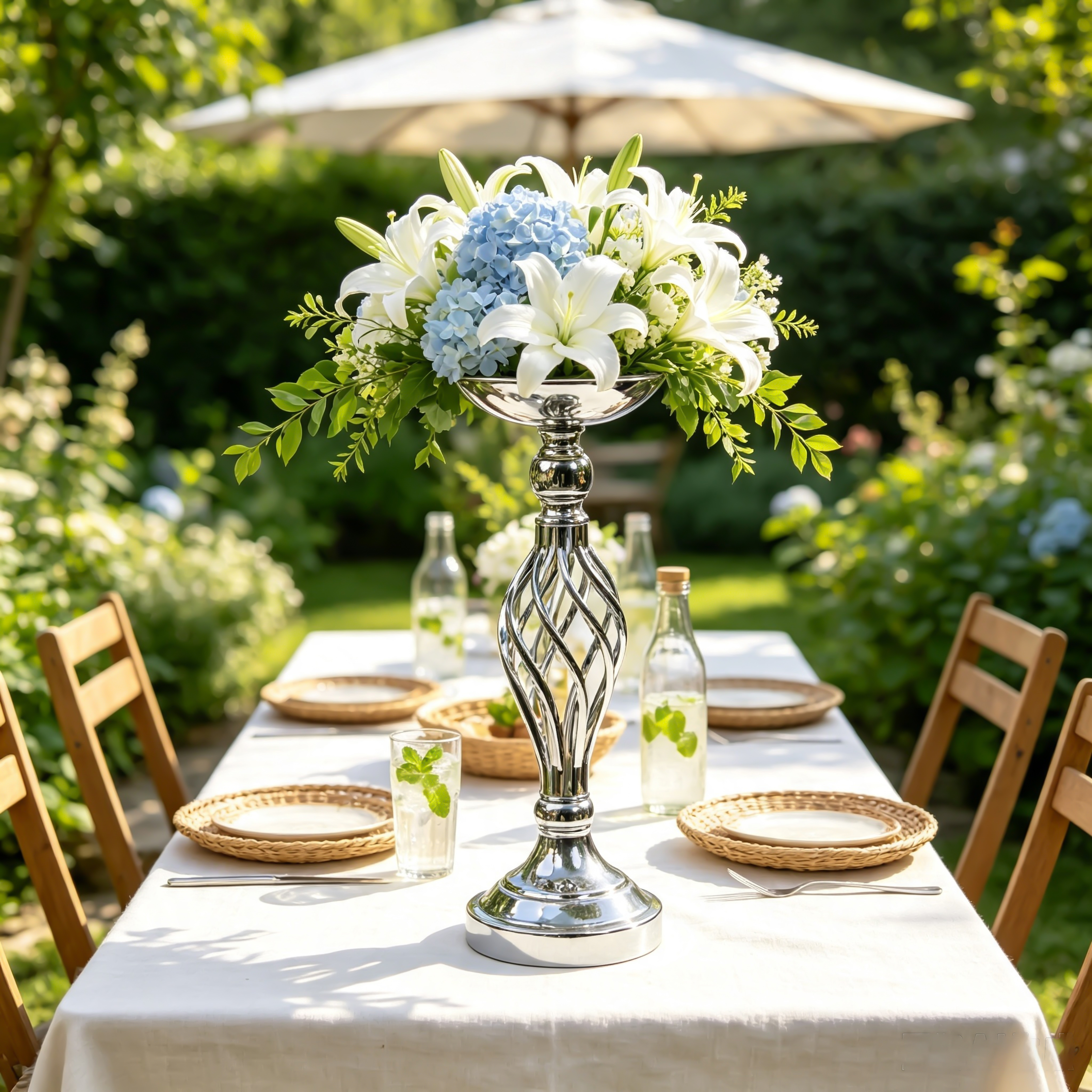 Silver Hollow Candelabra Set of 3