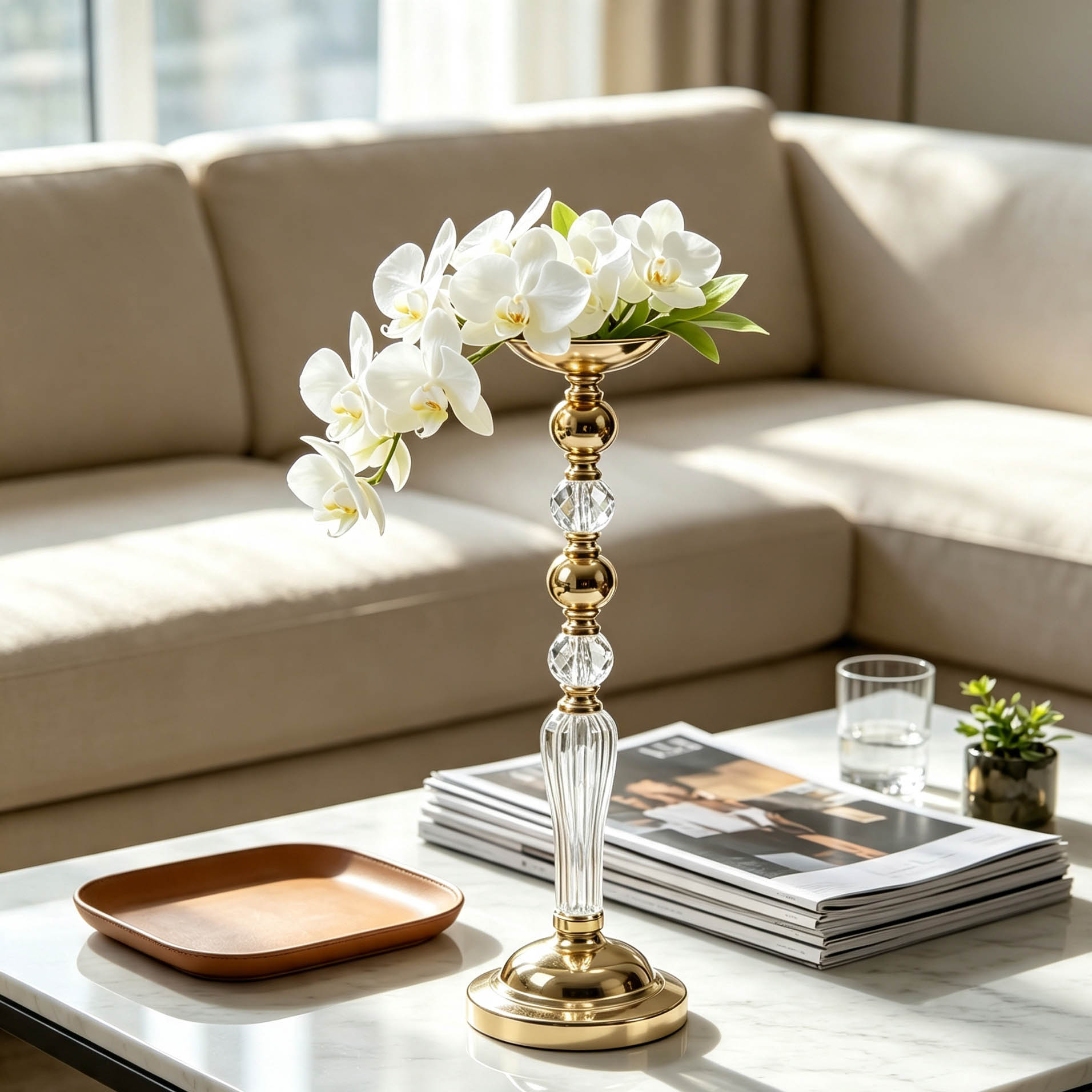 Crystal Golden Ball Spliced Single Candle Holder