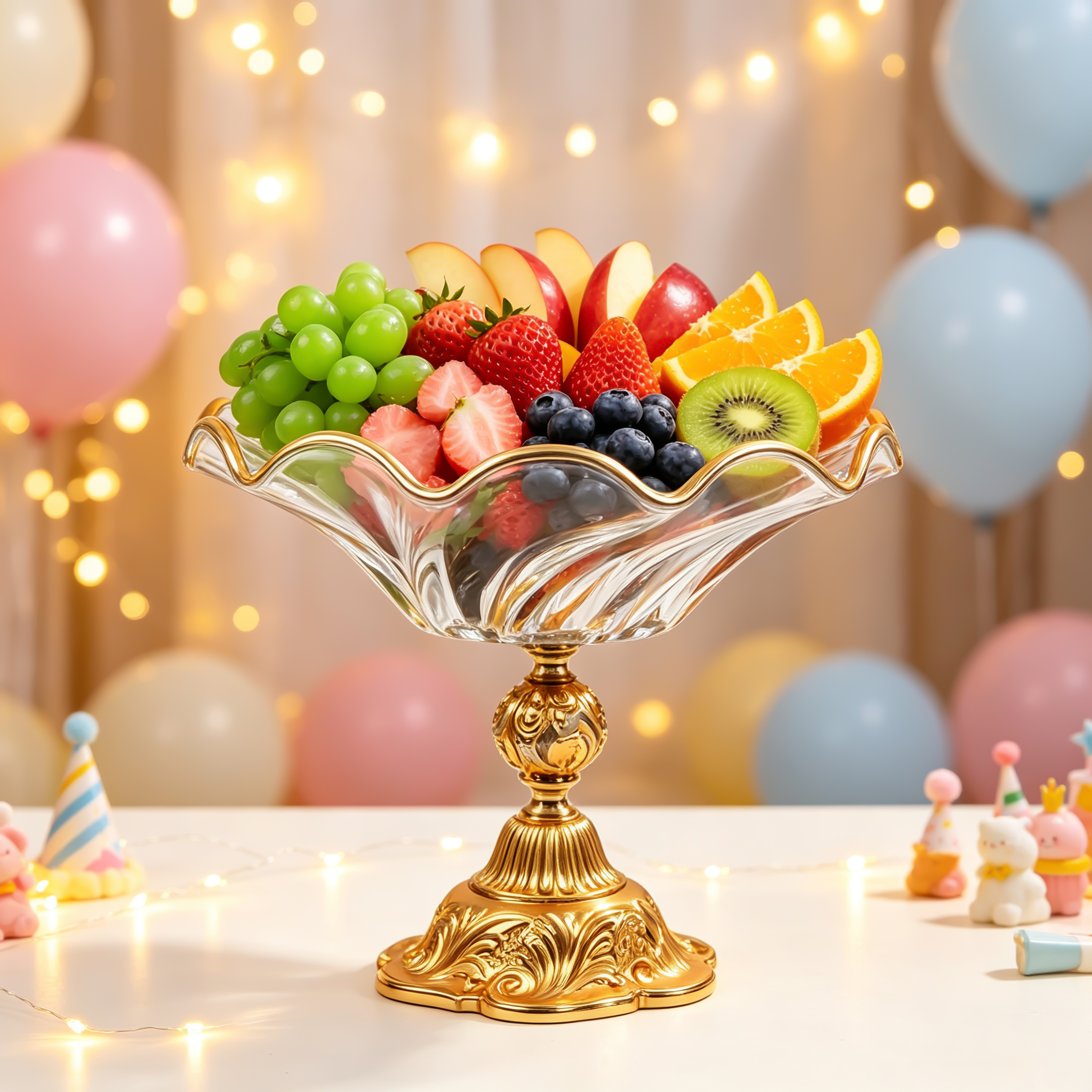 Wave Golden Rim Tall Fruit Bowl Set of 3