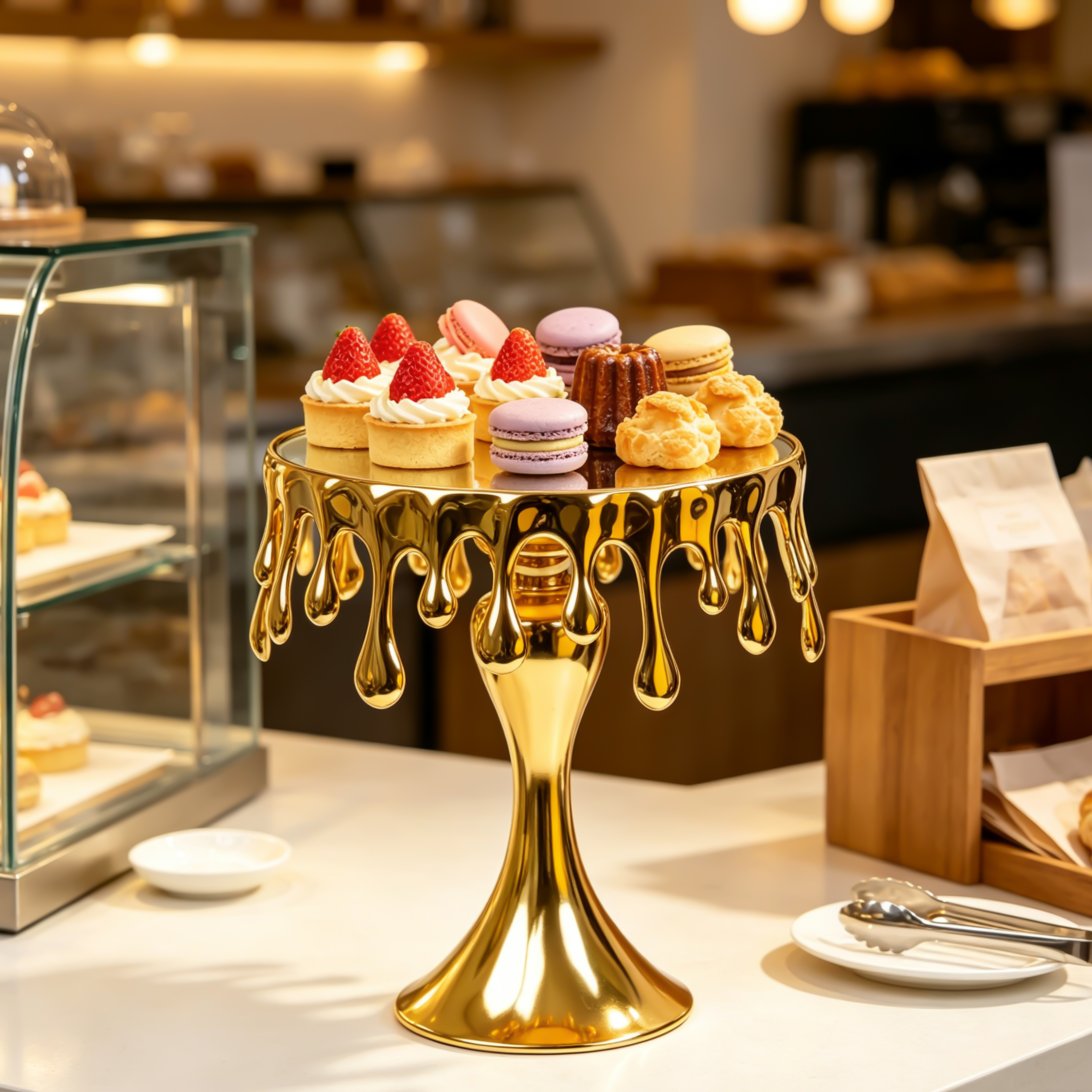Dripping Molten Gold Art Cake Stand