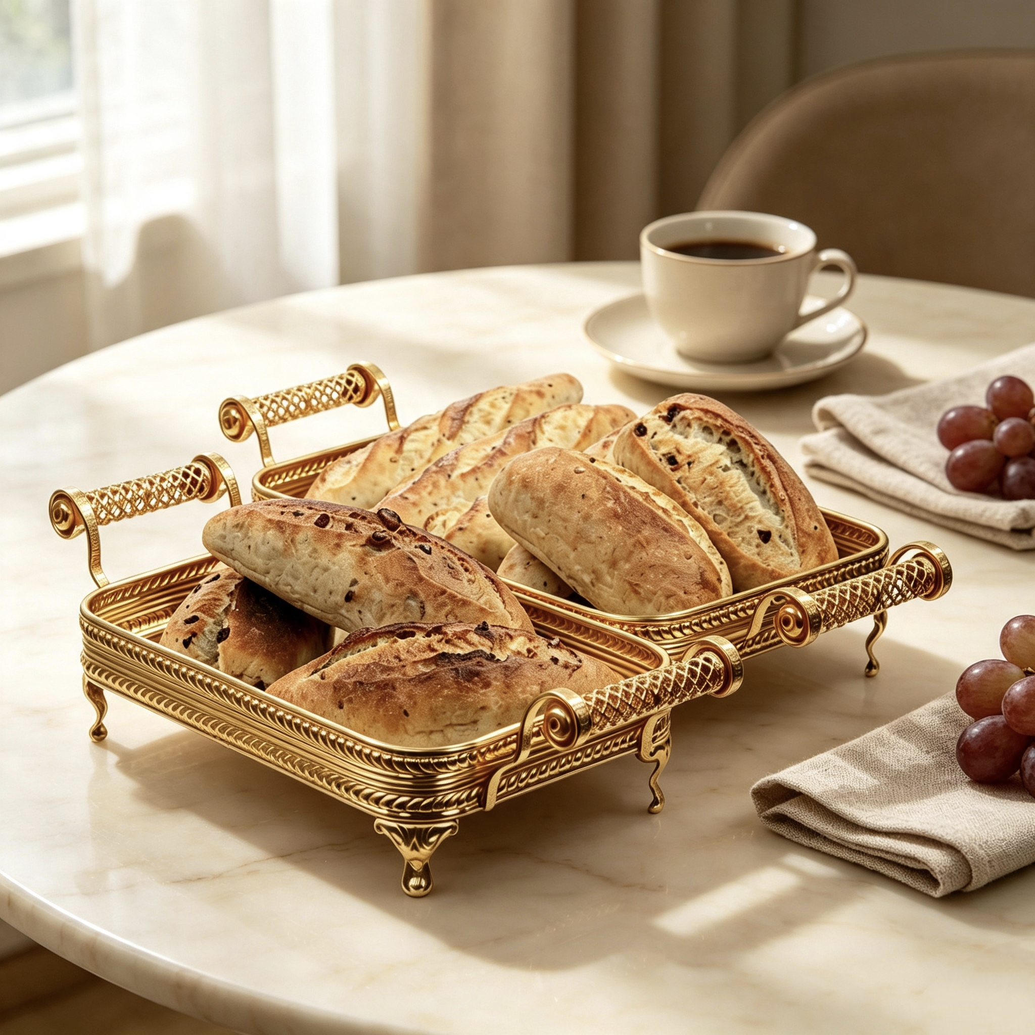 Double Ear Gilded Bread Tray