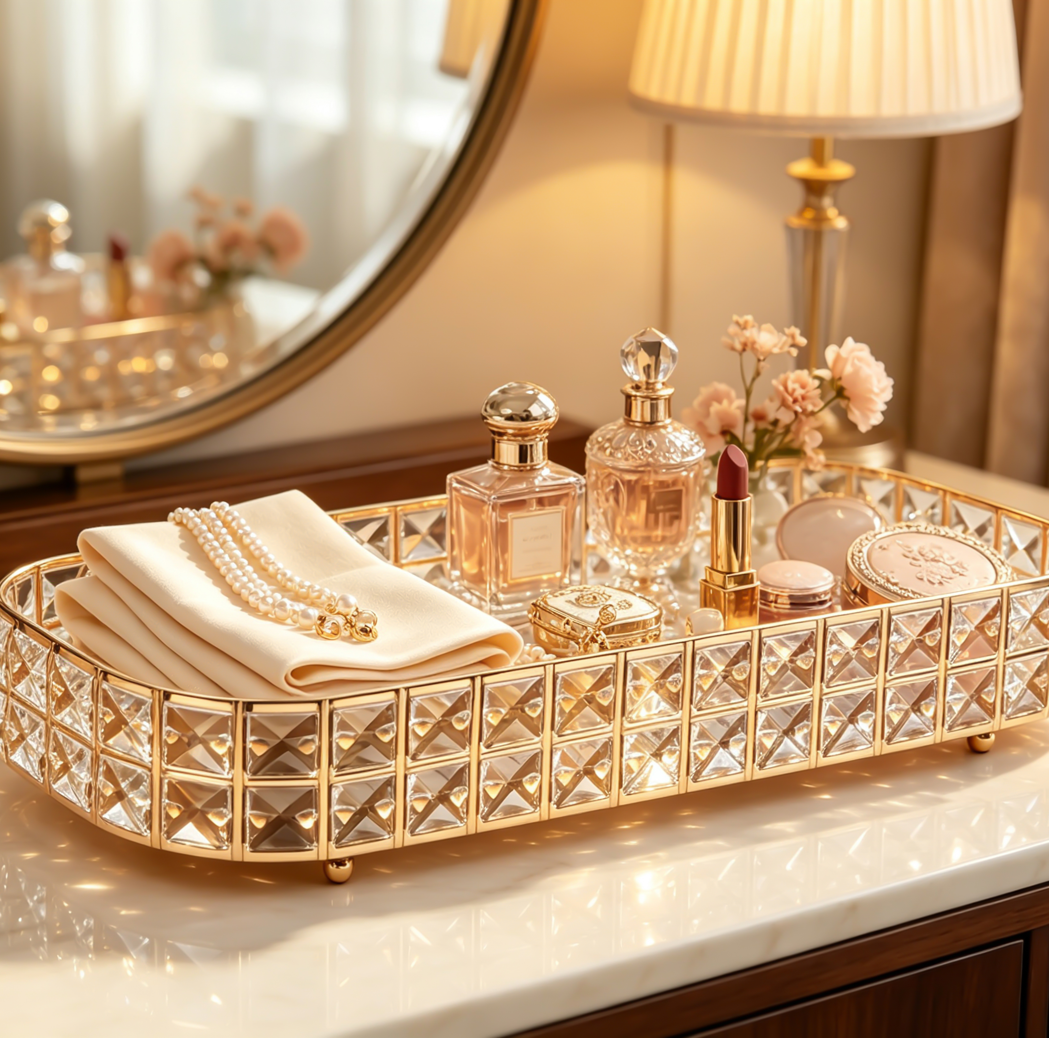 Crystal Gilded Rectangular Basket