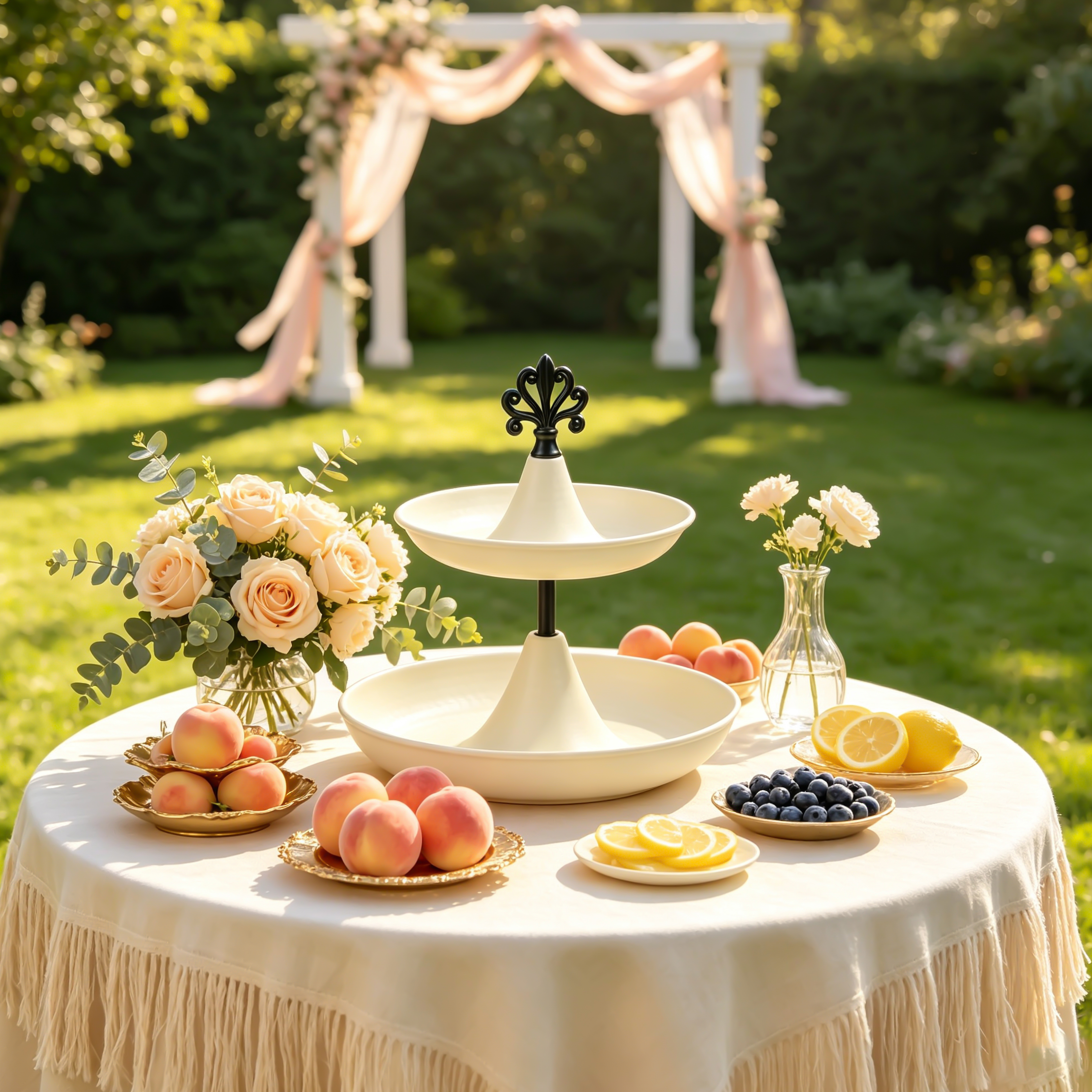 White and light-colored double-layer dessert display stand