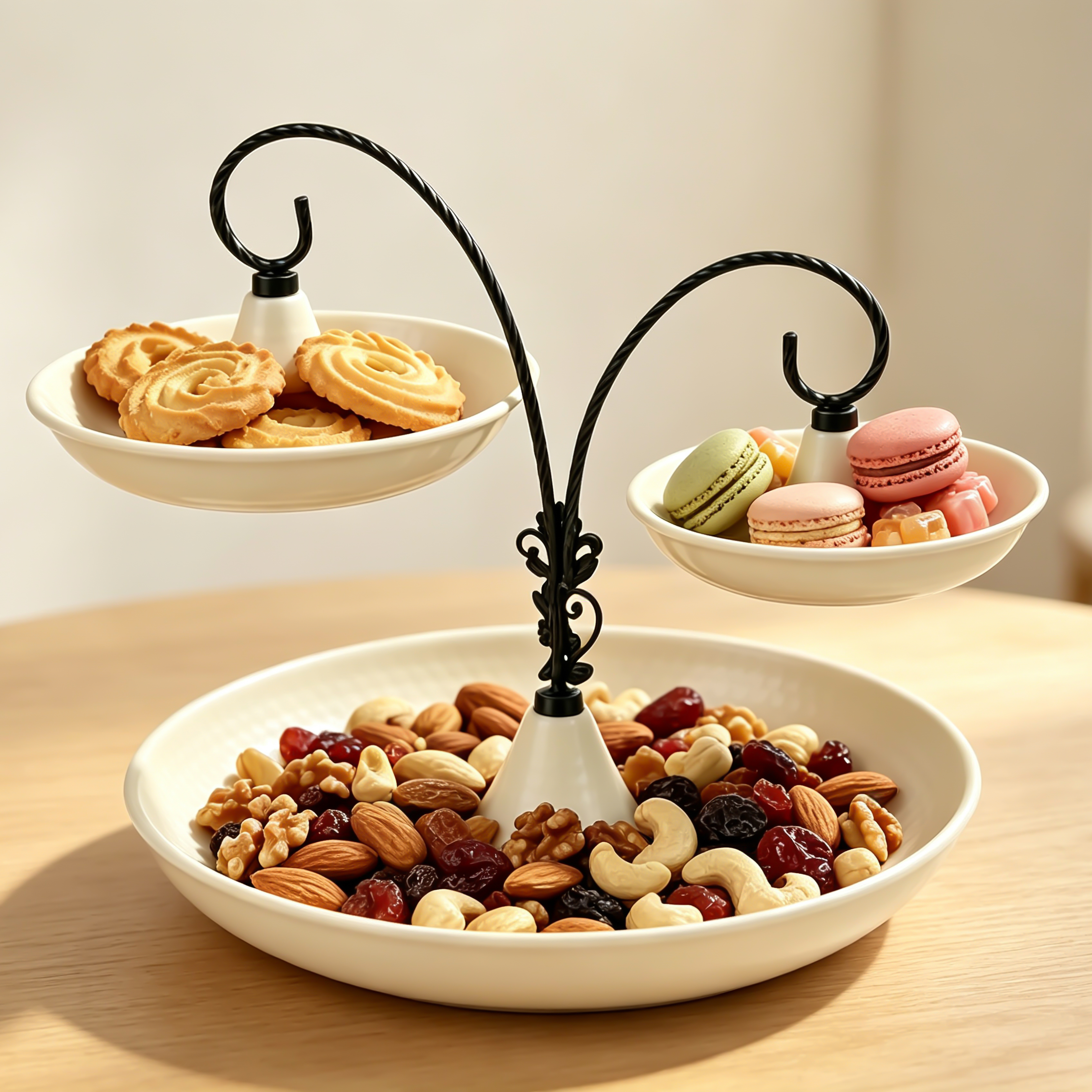 Curved and double-hung dessert display stand