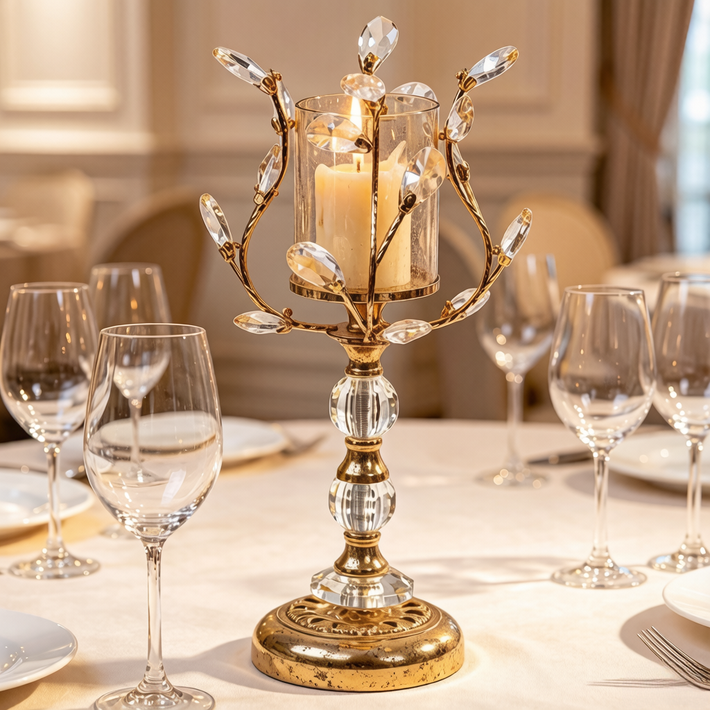 Branch‑Style Tinted Glass Single‑Head Candle Holder