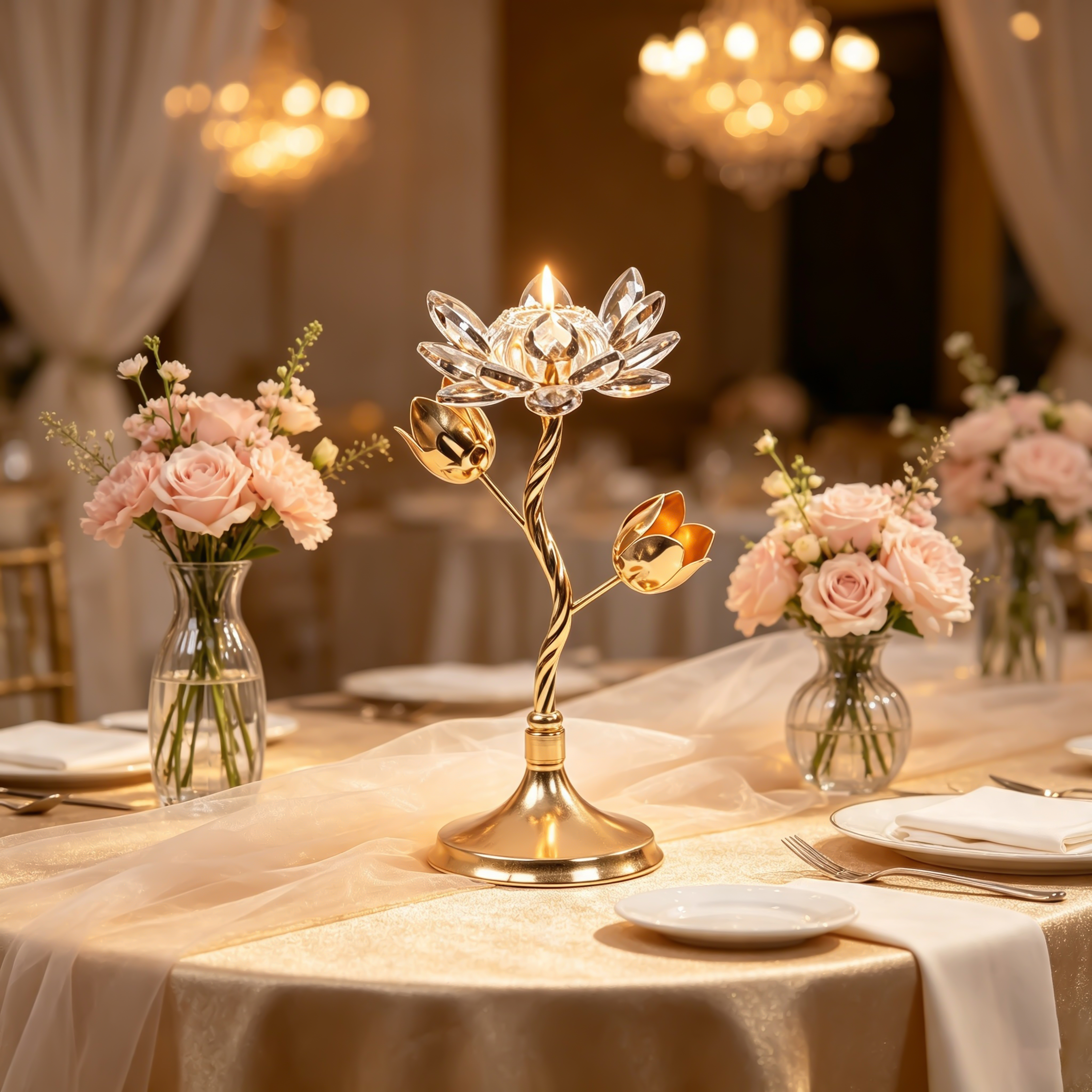 Crystal Lotus Vine‑Style Candle Holder
