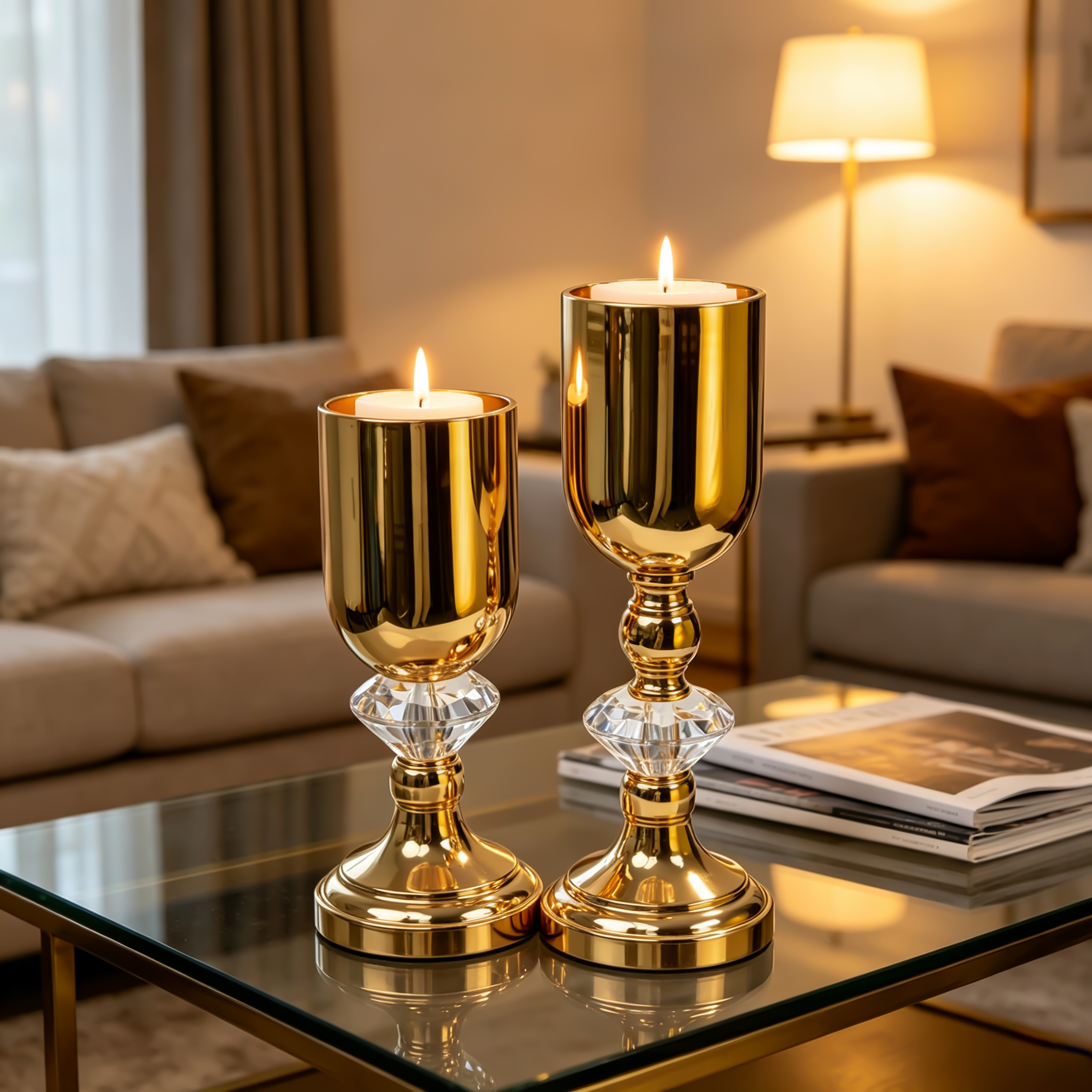 Crystal‑Spliced Golden‑Finished Goblet