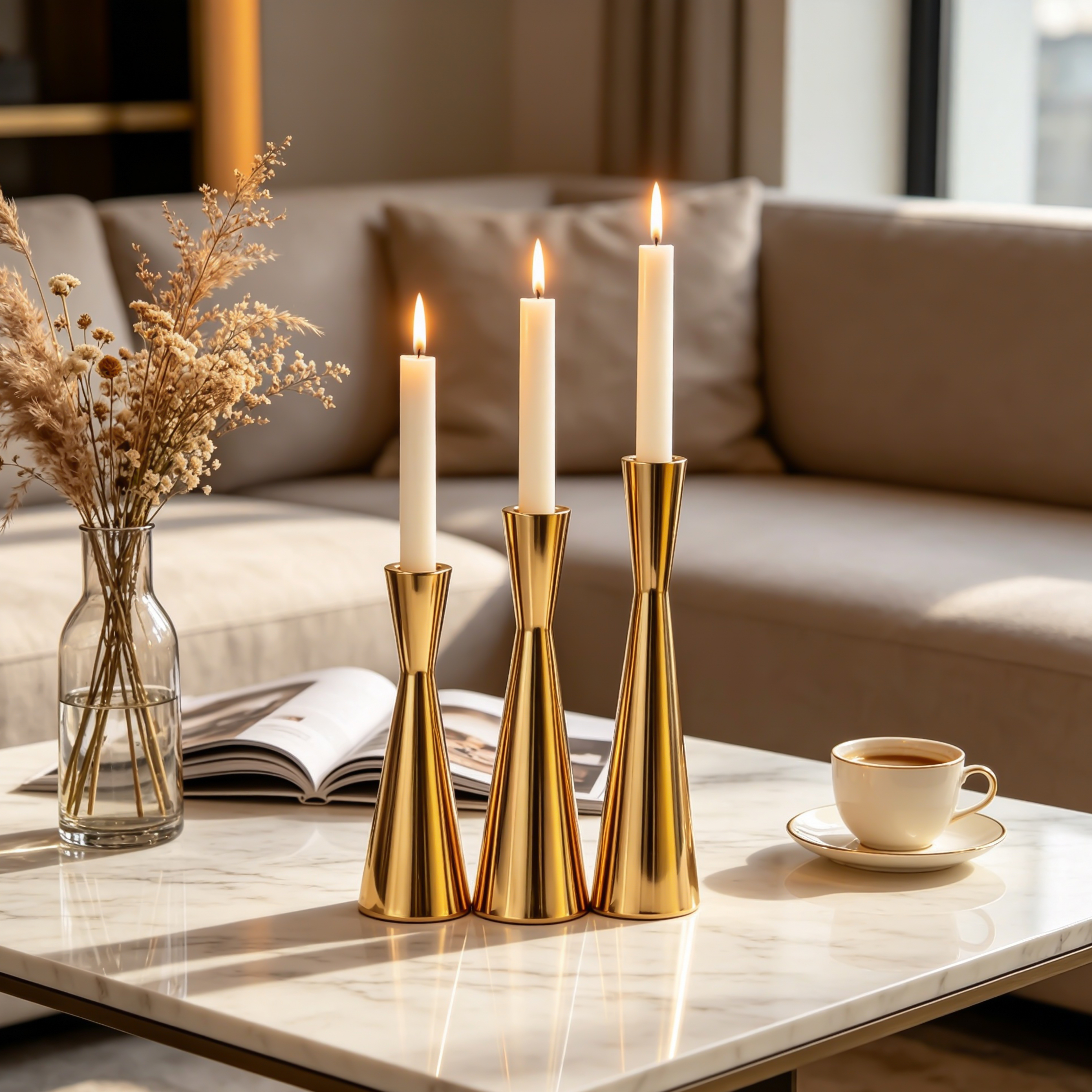 Waisted Taper Candle Holder Set of 3