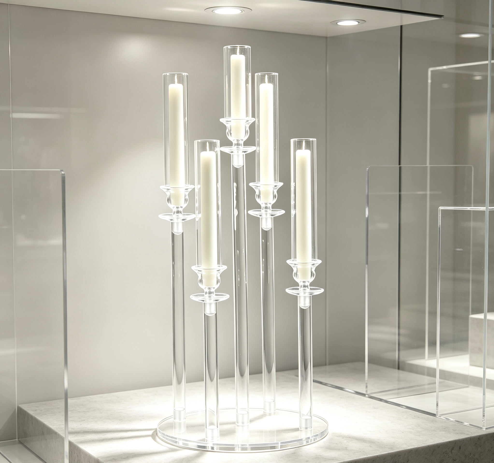 Five‑Tier Staggered Transparent Integrated Candelabra