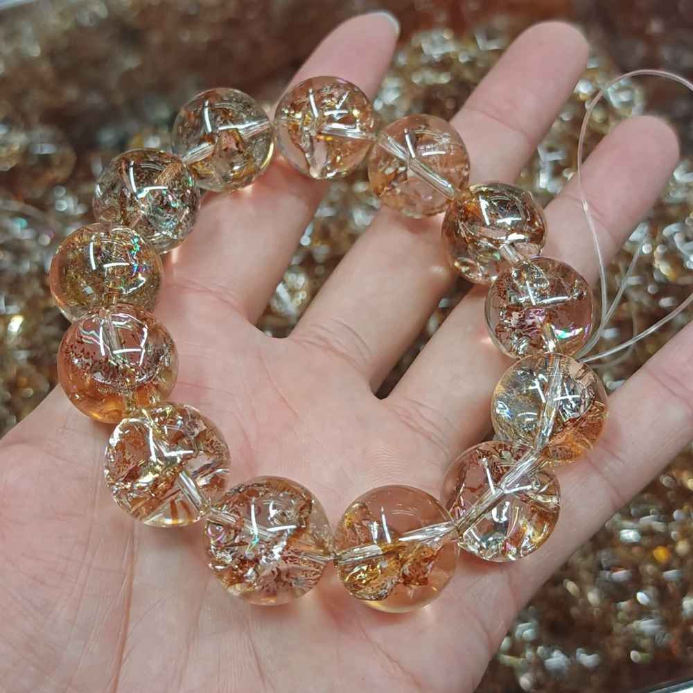 [Grade: Medium] Gold-foil Koi beads