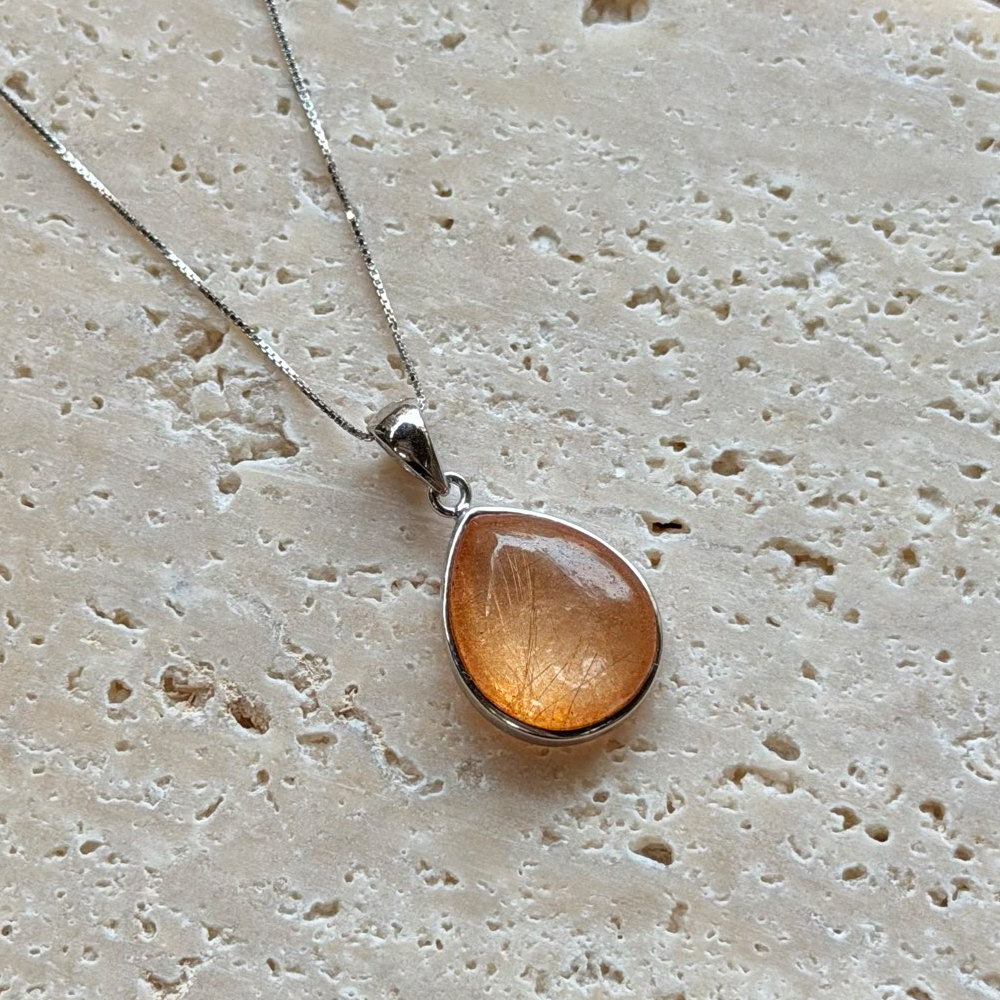 Yellow Rutilated Quartz Necklace Pendant