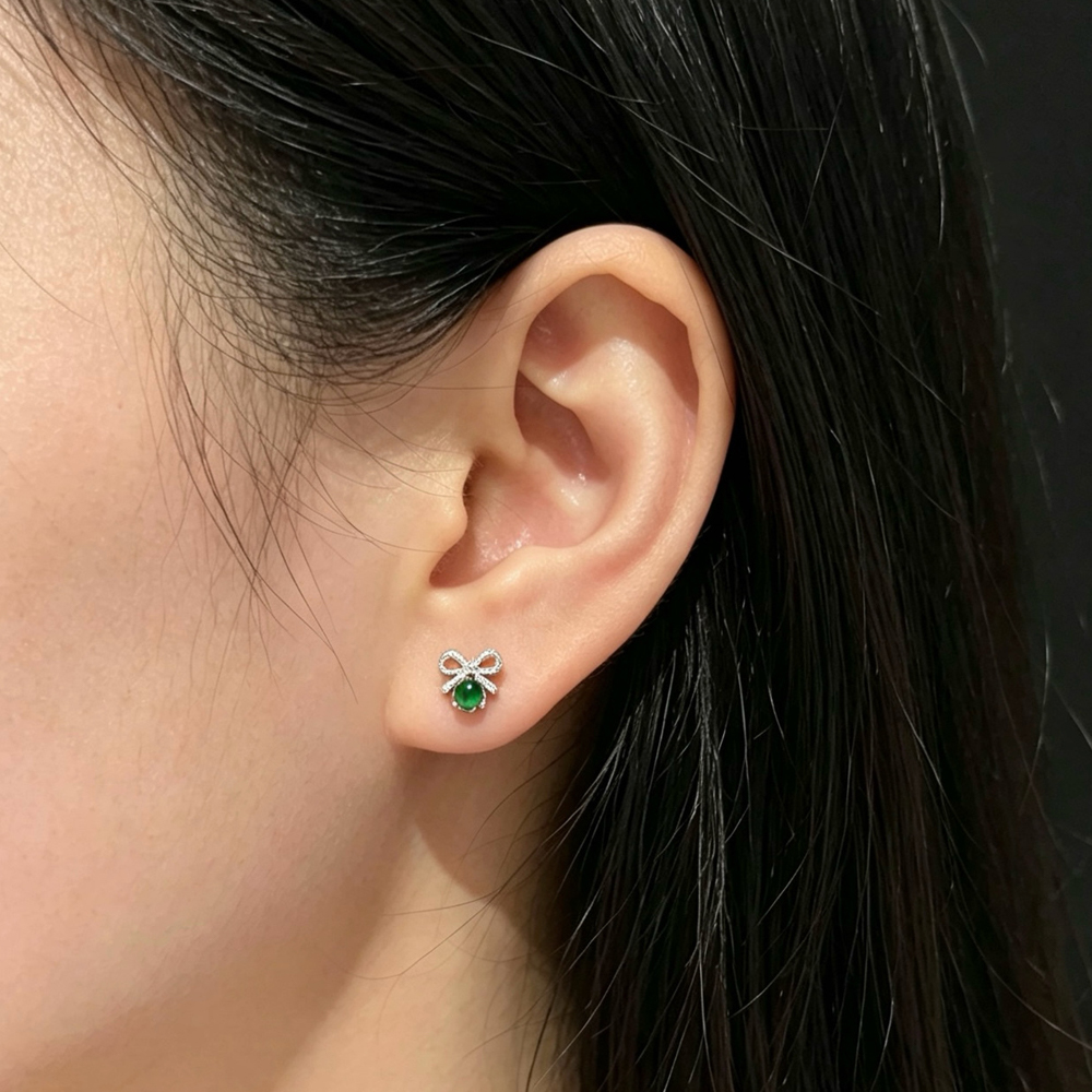 Jade Bow Stud Earrings