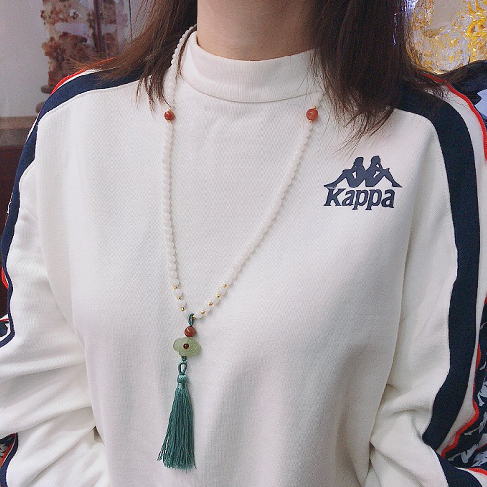 Hetian White Jade Sweater Necklace
