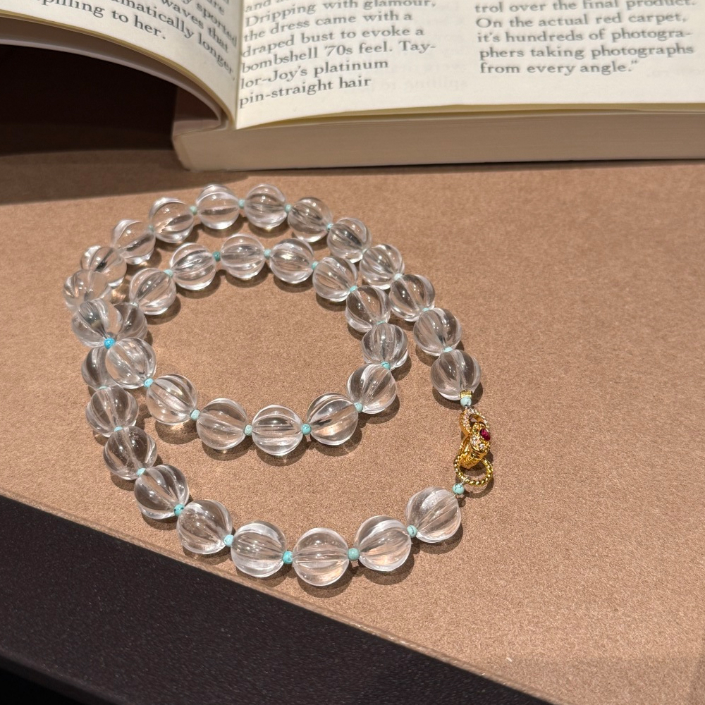 Pumpkin-Cut White Crystal Necklace