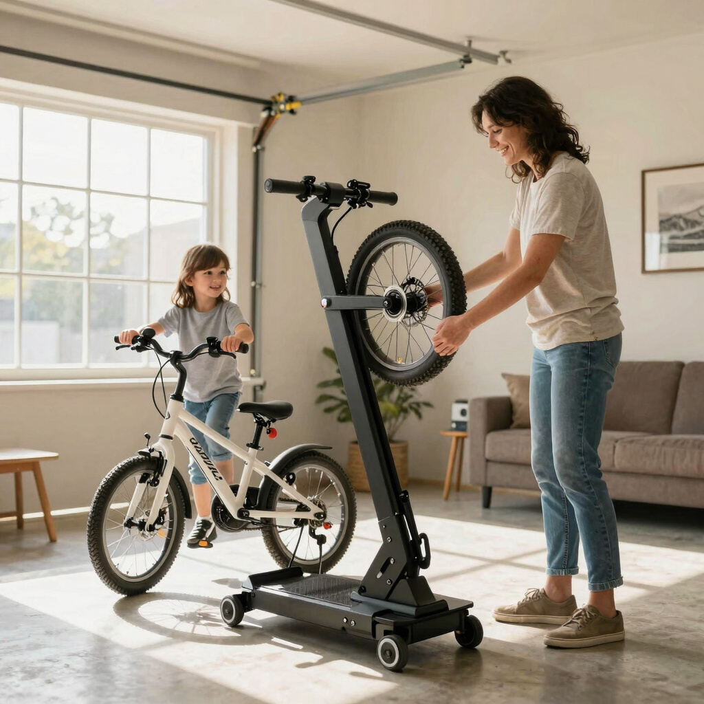 Compact Electric Bike Maintenance Lift for Home Garages